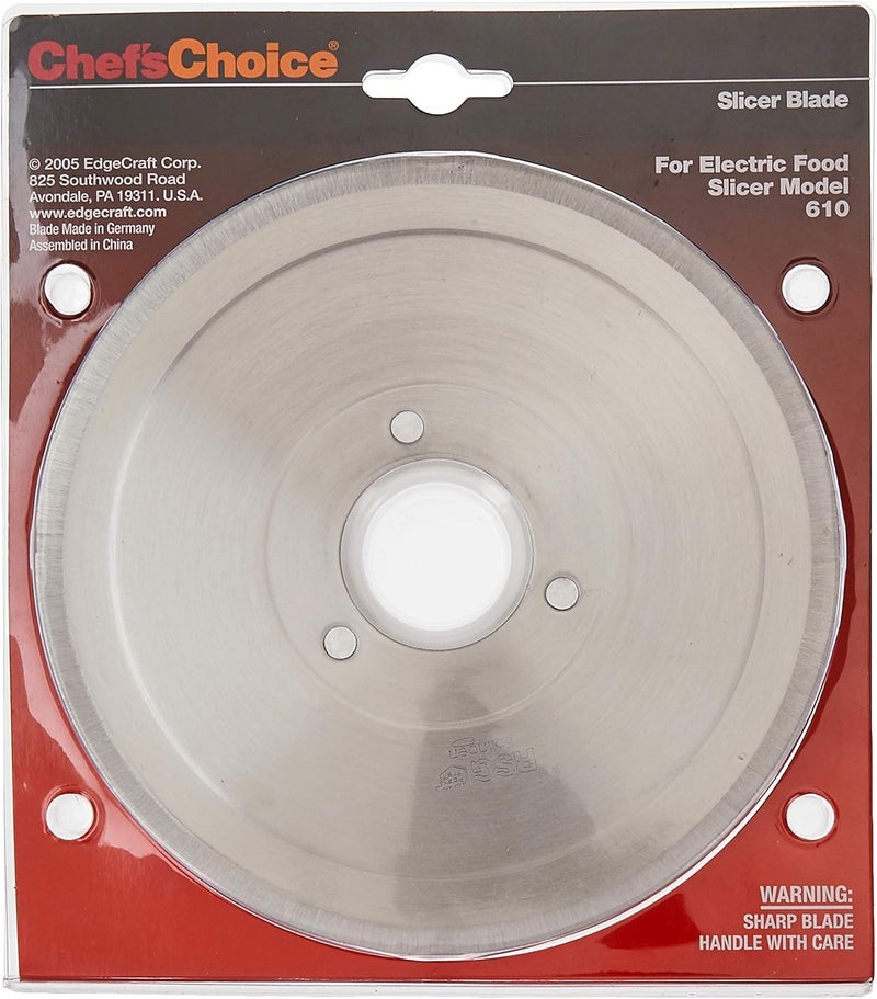 ChefsChoice S610012 Multi-Purpose Non-Serrated Blade for Models 607, 607E, 609, 609E, 610, 6102, 615, 615A Food Slicer, 7-inch, Silver - Image 1